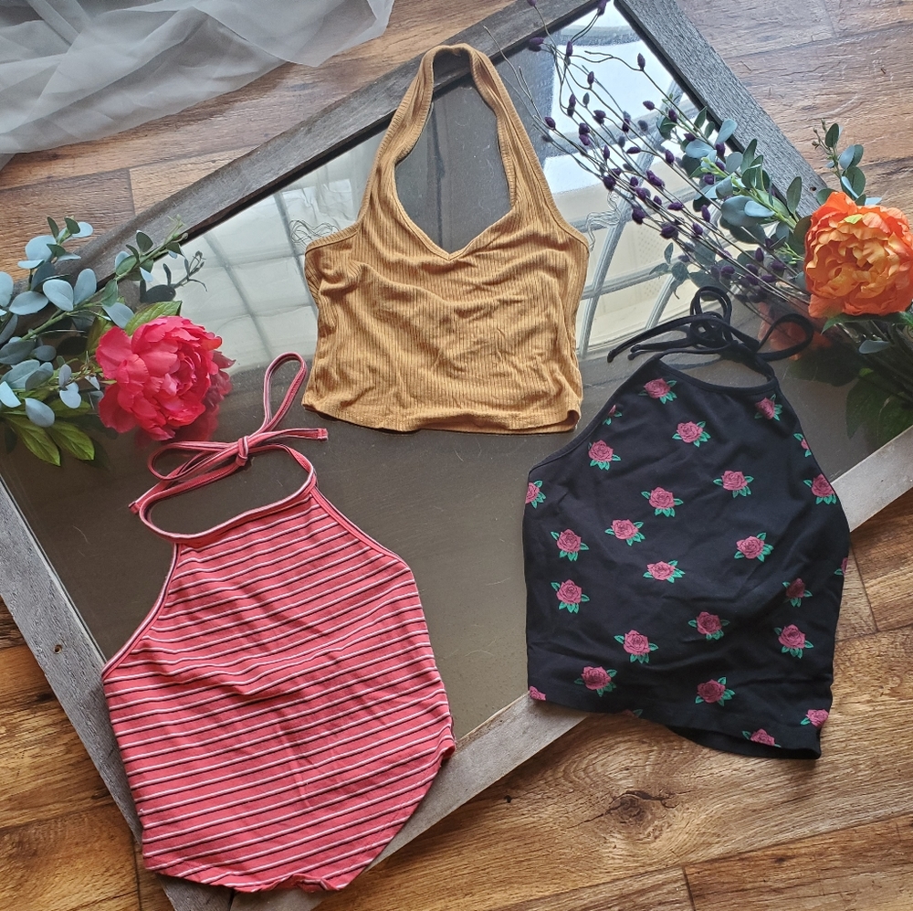 3/$20 - Mustard, Rose & Stripe Summer Crop Tops